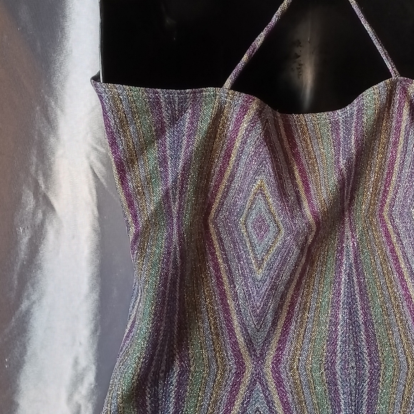 Charlotte Russe vintage style geometric print racerback purple metallic cami M - Picture 5 of 6